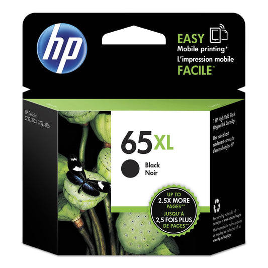 HP 65XL High-Yield Black Ink Cartridge (N9K04AN)