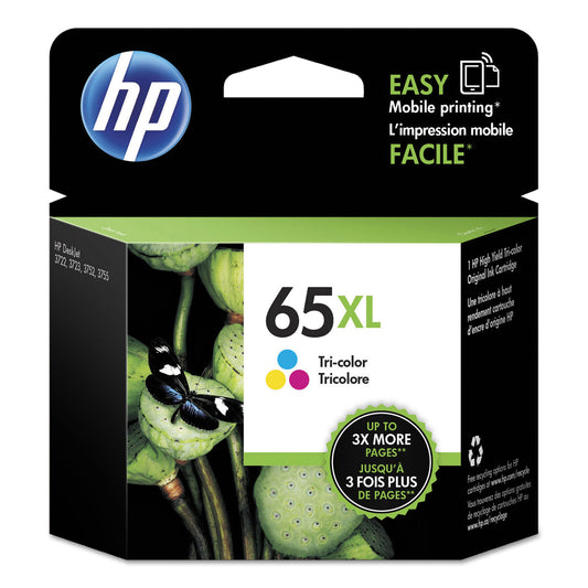 HP 65XL High-Yield Tri-Color Ink Cartridge (N9K03AN)